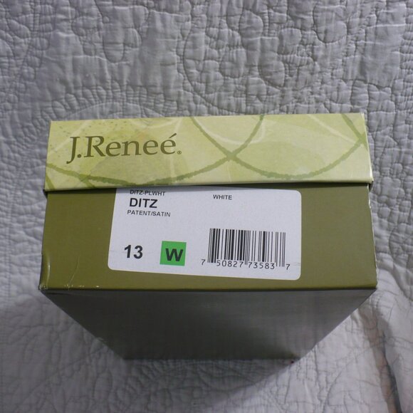 NEW IN BOX- J. Renee' White Pt 3" Heels w/ Satin Trim and Rhinestone Deco-Sz 13W - Picture 11 of 11